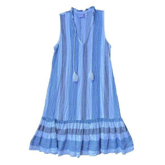 I.M.A Luxury Collection Blue White Striped Tassel Ruffle Dress - Size XS - Picture 2 of 8